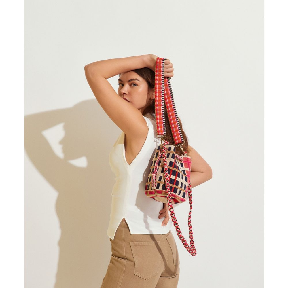 BOLSO MITRA CON ASA AJUSTABLE - FALCON - ROSA & AZUL OSCURO