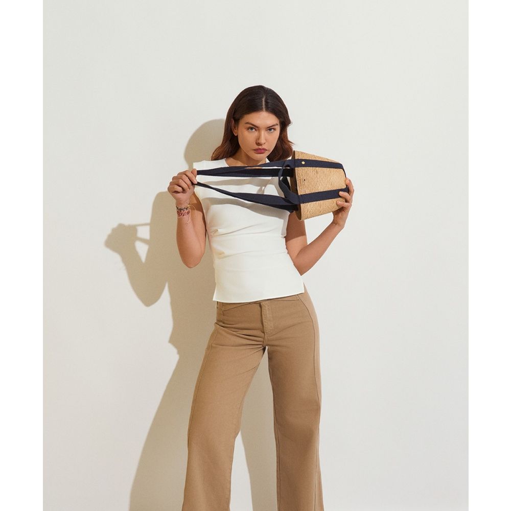 CESTA FORMENTERA - TOSTADO - CON AZUL OSCURO