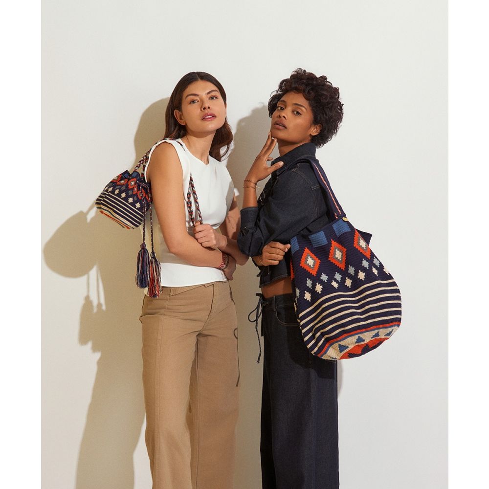 BOLSO CRUZADO M -  MOA - MARINO & BEIGE