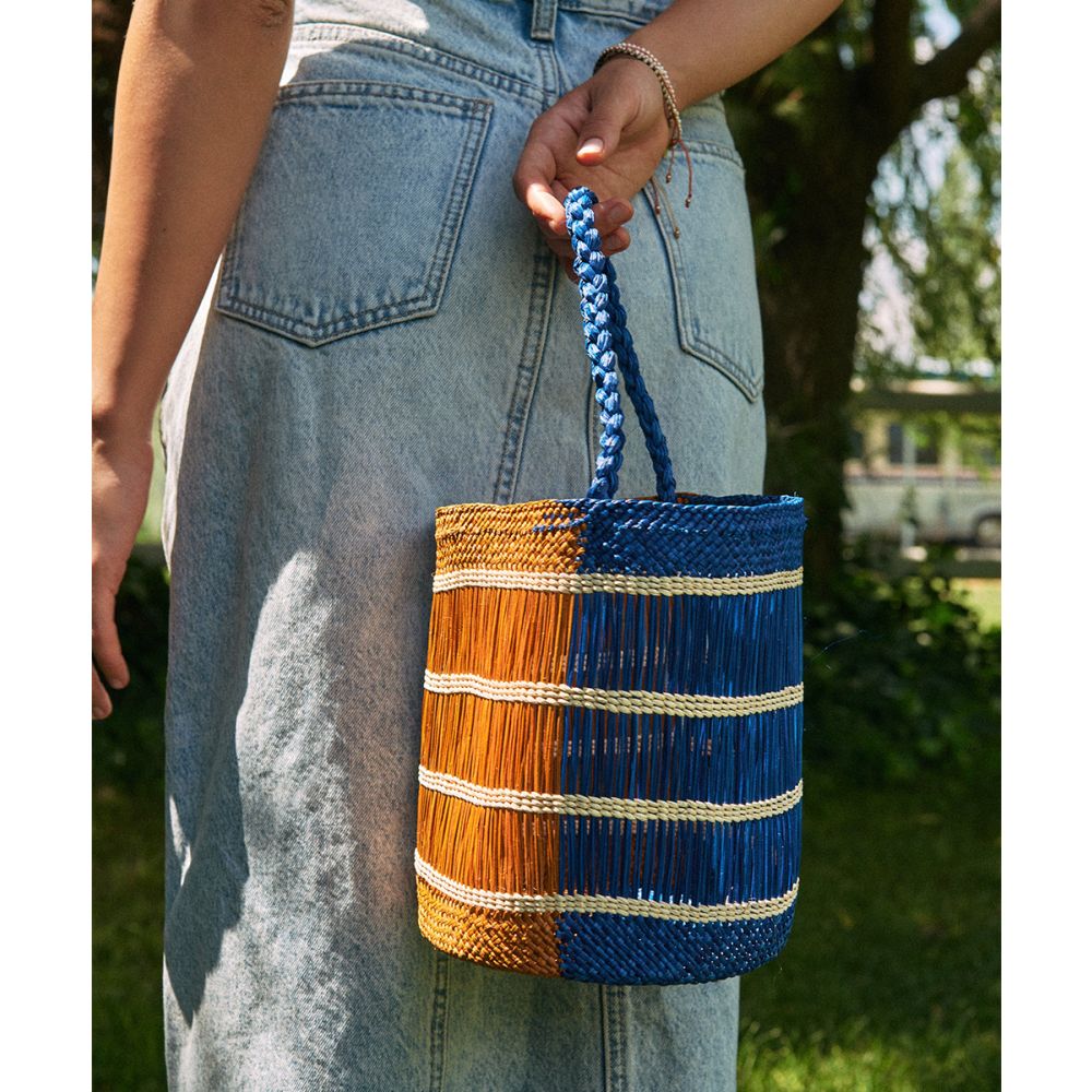 MIA BASKET - CYLINDER - Blue & Brown