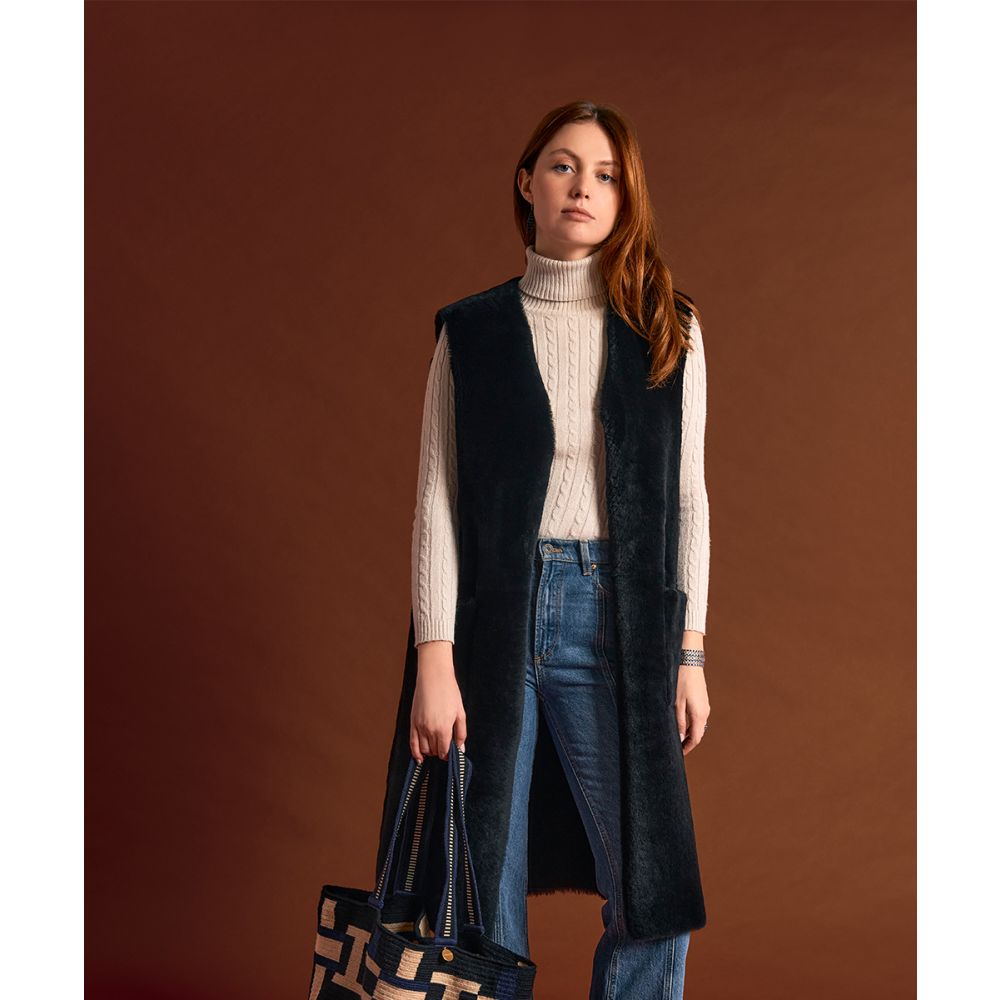 CHALECO PIEL CORDERO BLACKBURN - MOUTON NEGRO