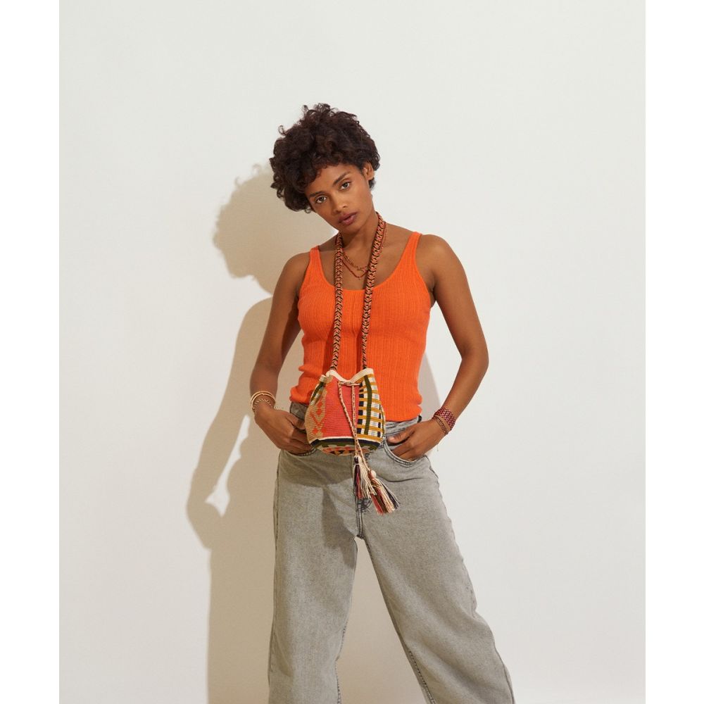 BOLSO CRUZADO M - ROSA CLARO & BEIGE