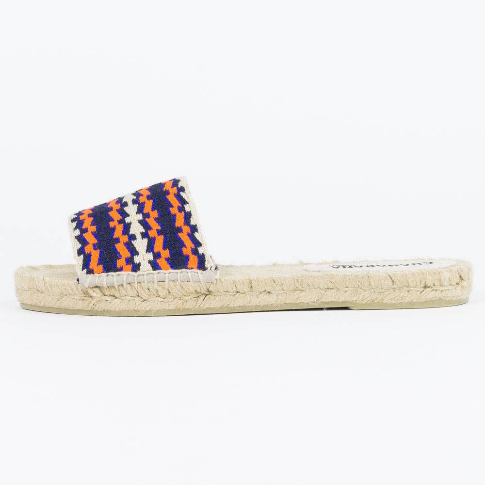 MULE ESPADRILLE - BIRMINGHAM - Orange & Navy blue 