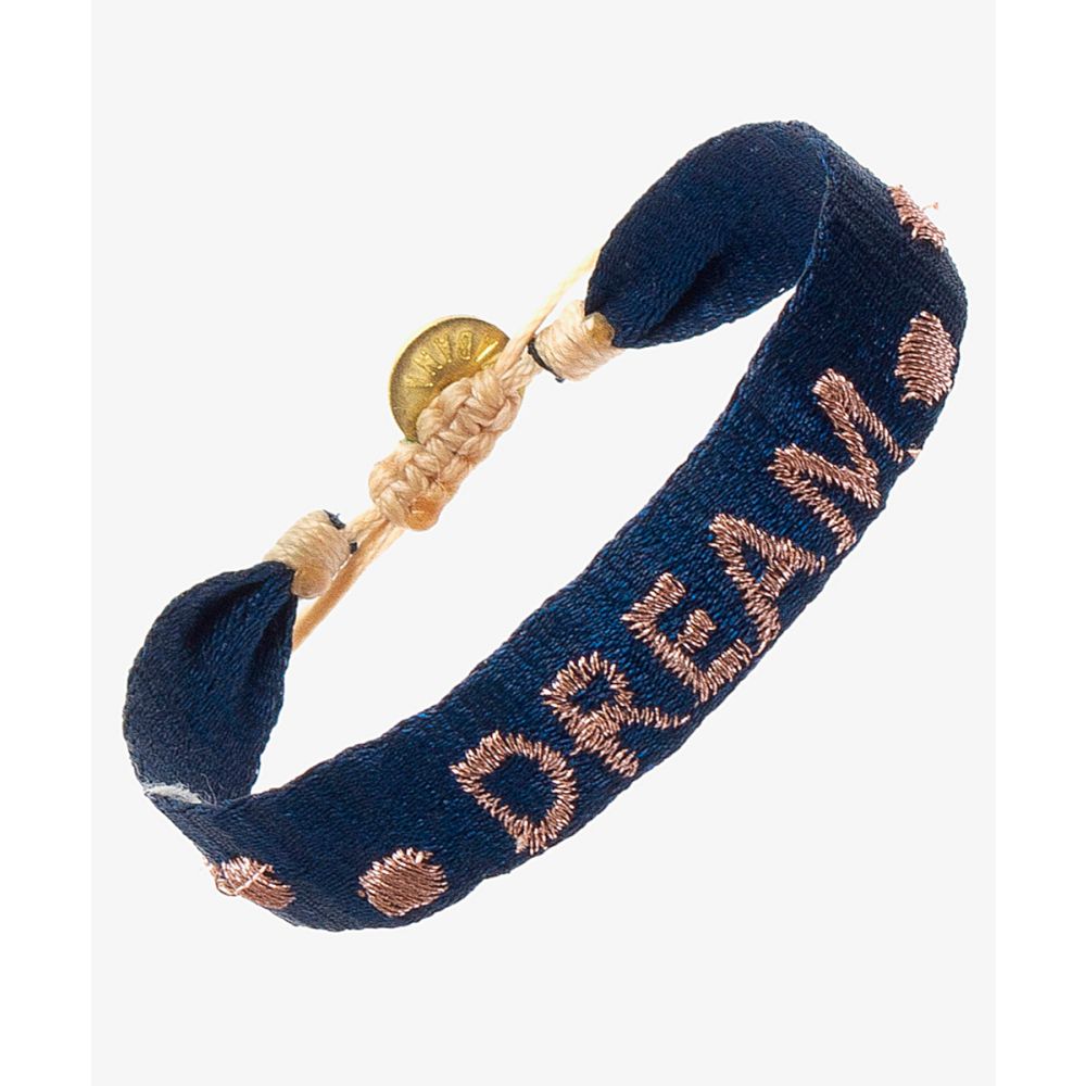 PULSERA BORDADA - DREAM - MARINO & ORO ROSA