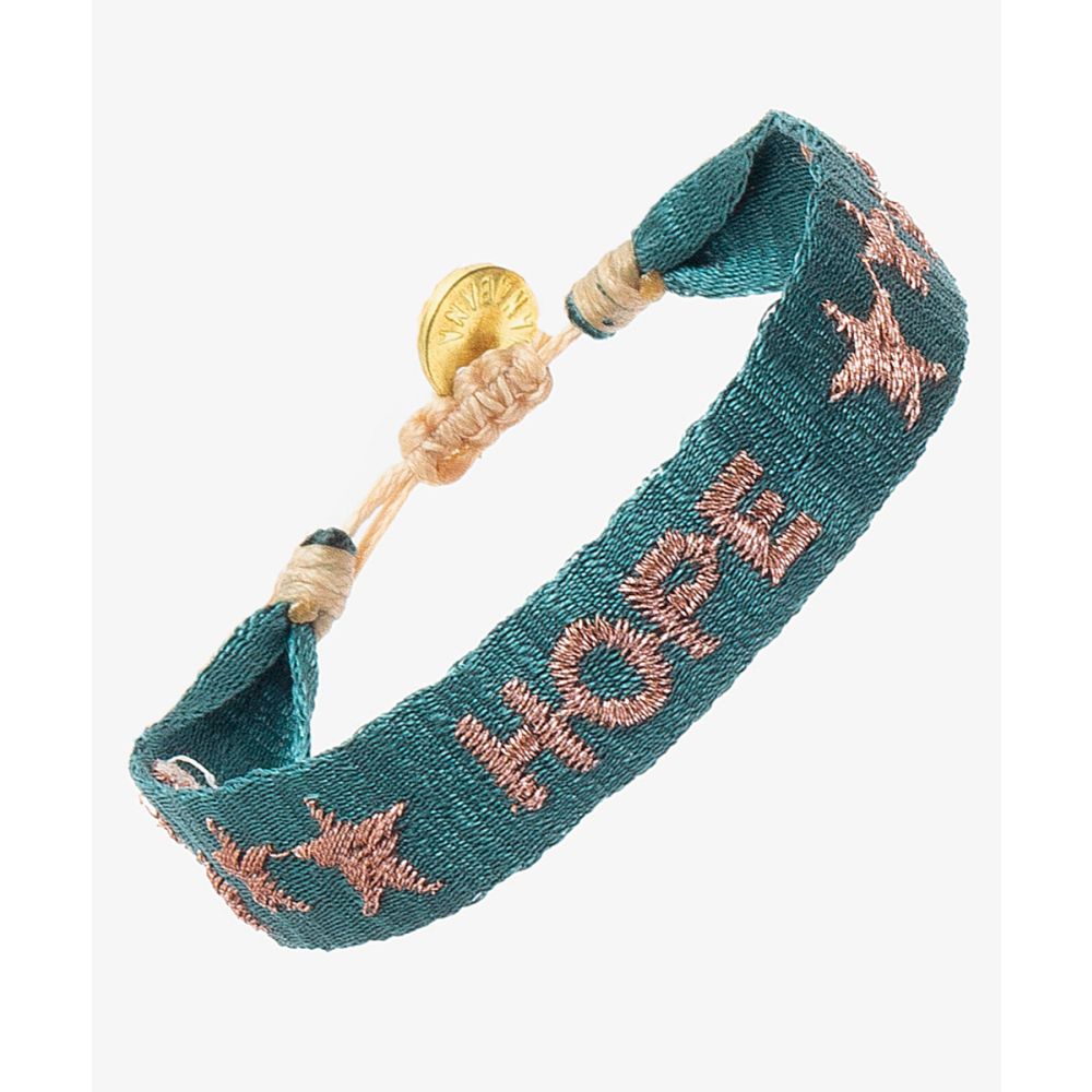 PULSERA BORDADA - HOPE - VERDE JADE & ORO ROSA