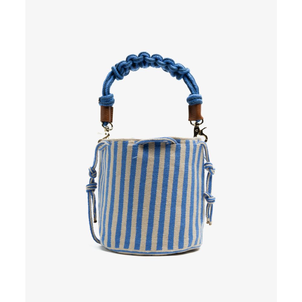 BOLSO MITRA CON ASA DE MACRAMÉ - LILY - AZUL & BLANCO