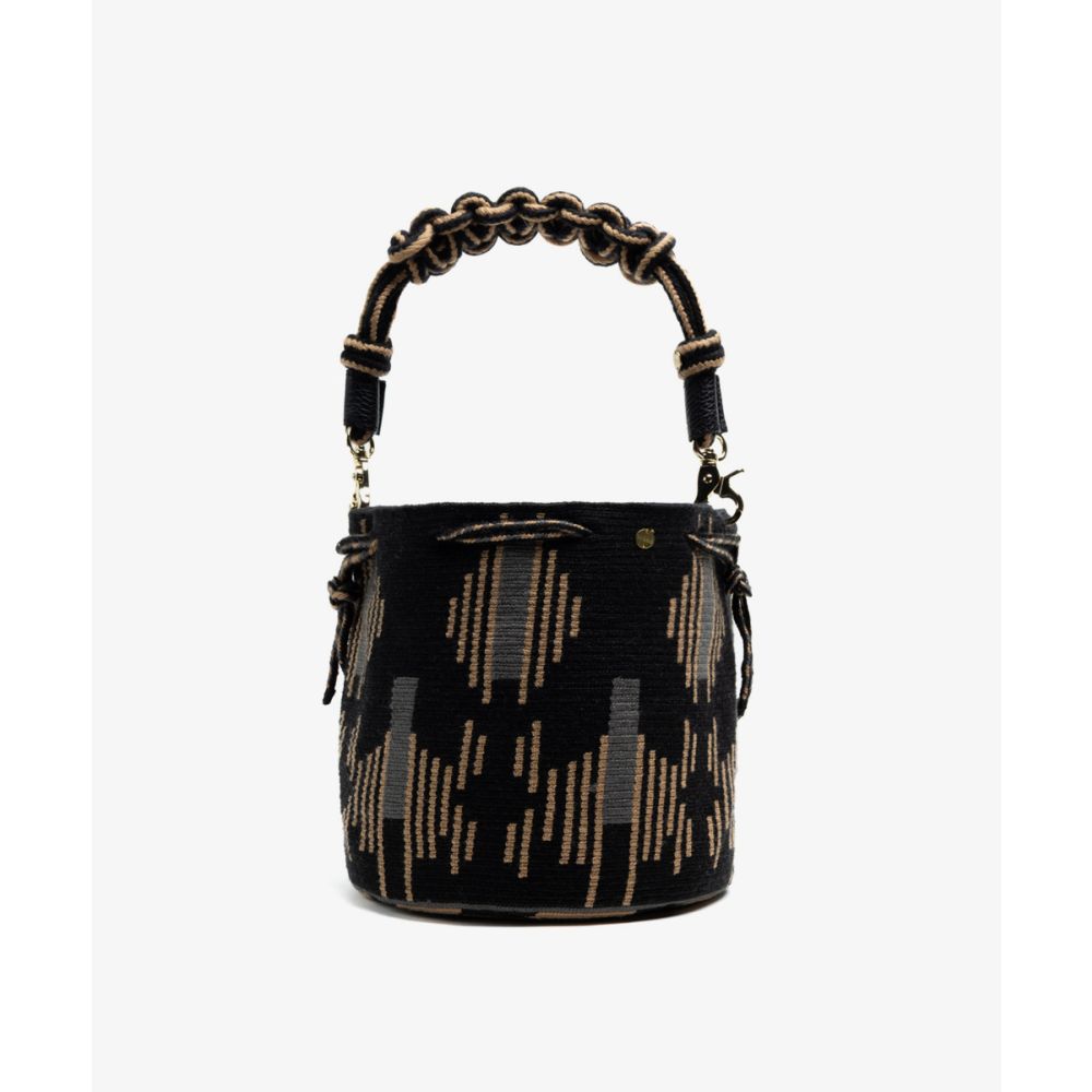 BOLSO MITRA CON ASA DE MACRAMÉ - MARIGOLD - NEGRO & CAMEL