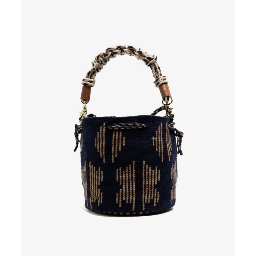 BOLSO MITRA CON ASA DE MACRAMÉ - MARIGOLD - MARINO Y TOSTADO