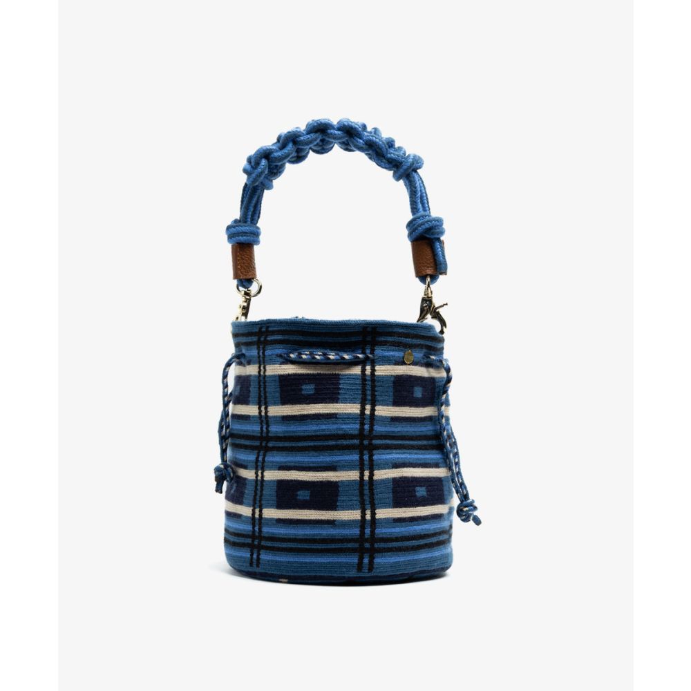 BOLSO MITRA CON ASA DE MACRAMÉ - VIOLET - MARINO & NEGRO