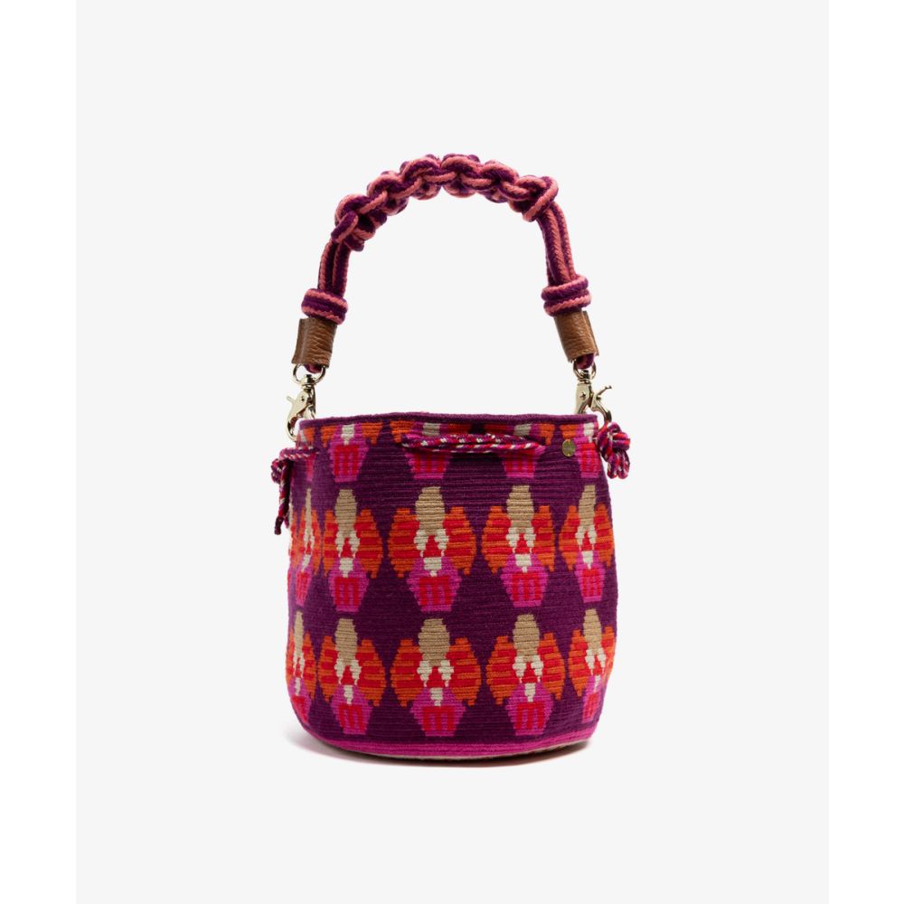 BOLSO MITRA CON ASA DE MACRAMÉ - IRIS - ROSA & BEIGE