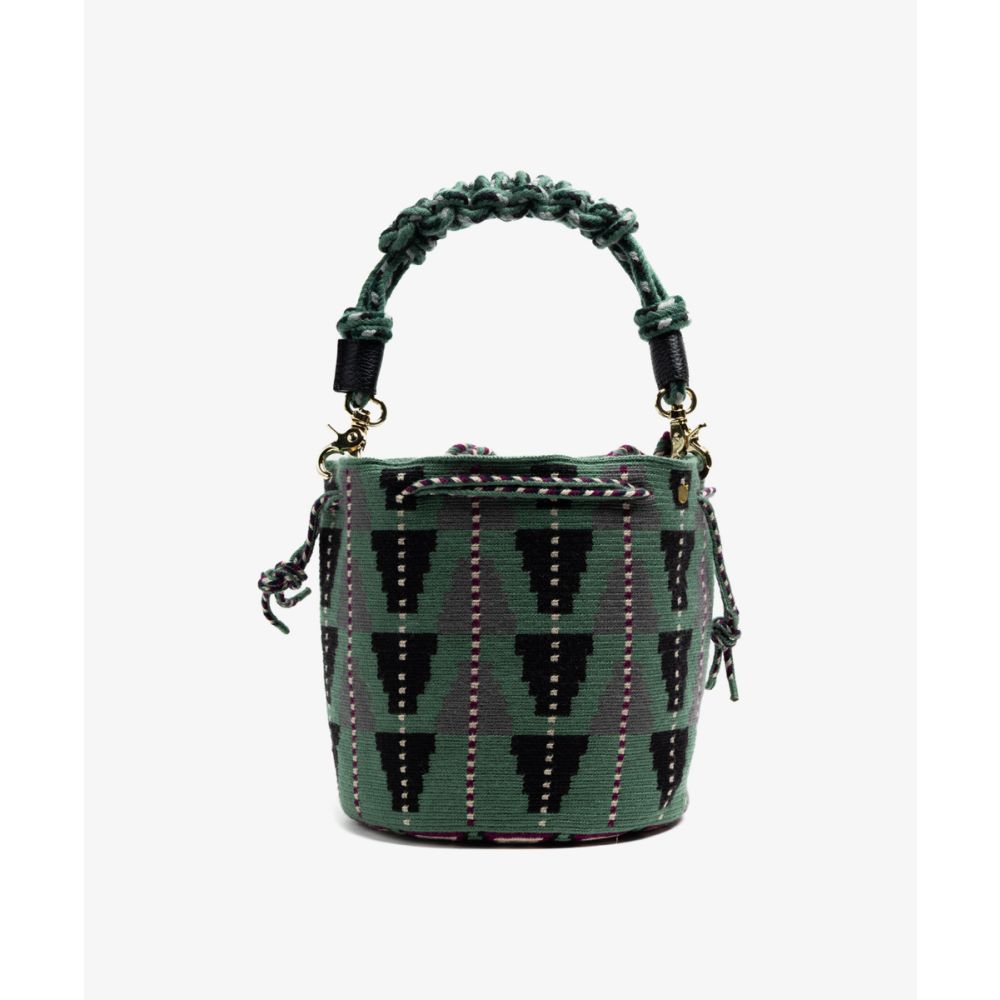 BOLSO MITRA CON ASA DE MACRAMÉ - ACACIA - VERDE & GRIS