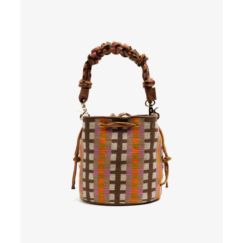 BOLSO MITRA CON ASA DE MACRAMÉ - BASIL - ROSA & MARRÓN CLARO