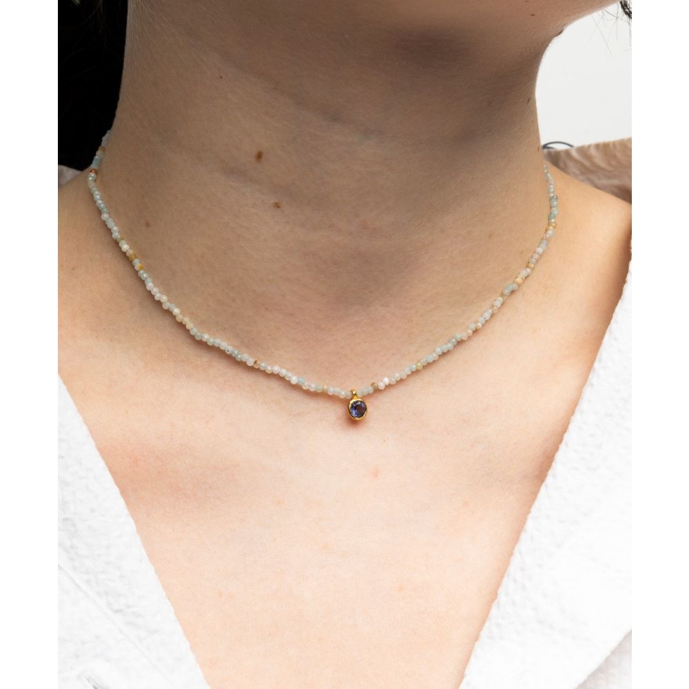 Elvira necklace - Amazonite with semi precious stone pendant