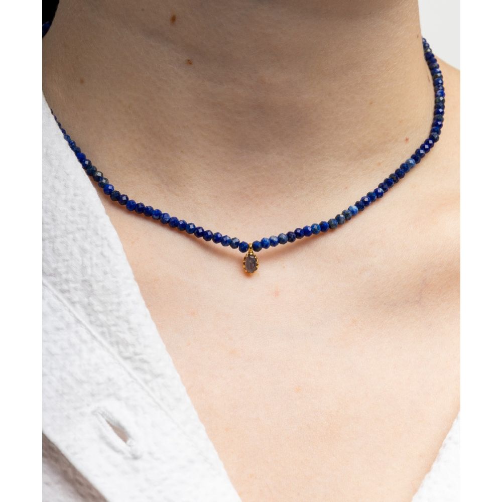 Elvira necklace - Lapislazuli with semi precious stone pendant