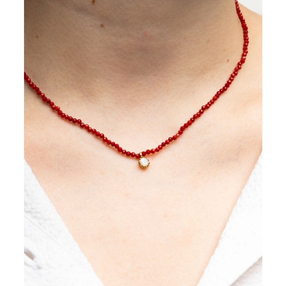 Elvira necklace - Carnelian with semi precious stone pendant