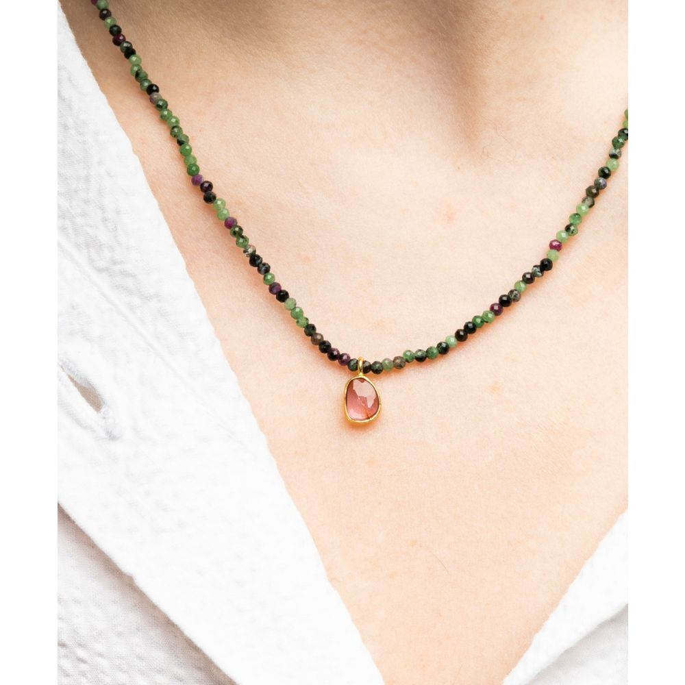 Elvira necklace - Rubí zoisite with semi precious stone pendant
