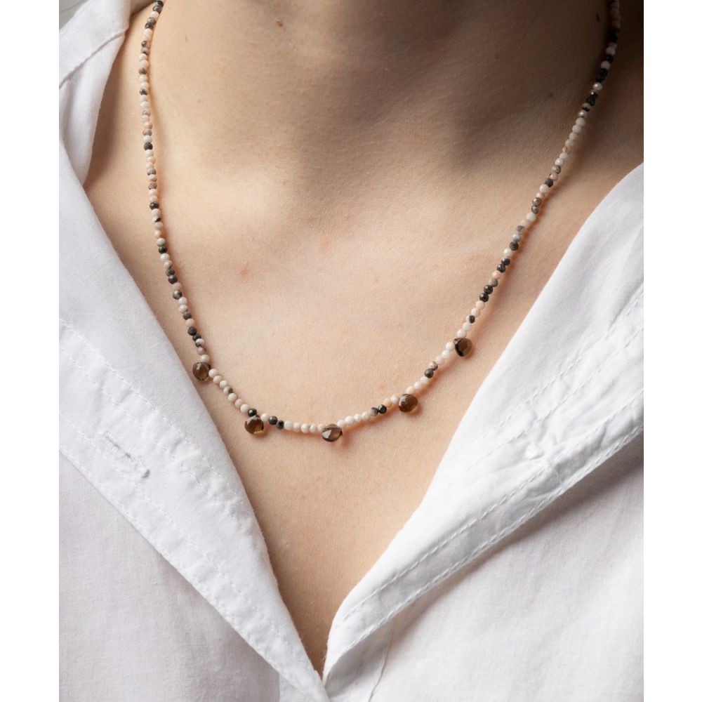 Collar Martha - Rodocrosite con 5 gotas de piedras semi preciosas