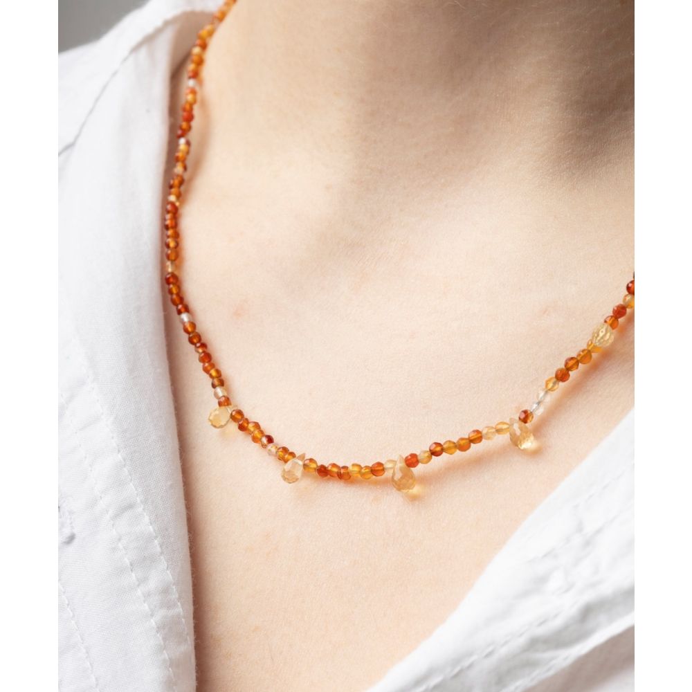 Collar Martha - con 5 gotas de piedras semi preciosas - CORALINA