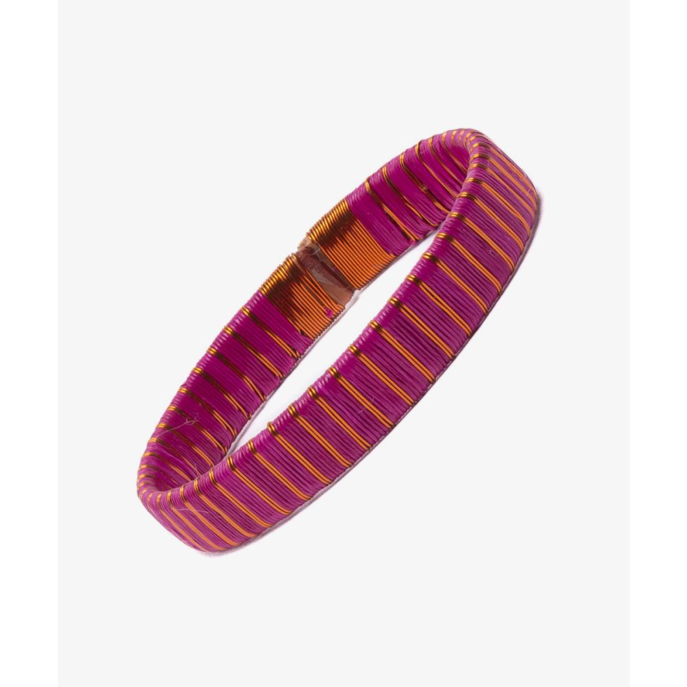 Pulsera Werregue, 1 cm, Unit - FUCSIA & MULTI RAYAS COBRE
