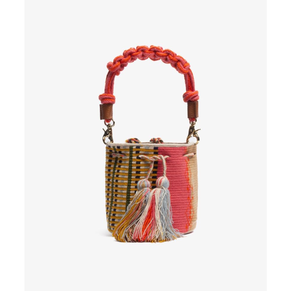 BOLSO CRUZADO M CON ASA DE MACRAMÉ - COCKATOO - ROSA CLARO & BEIGE