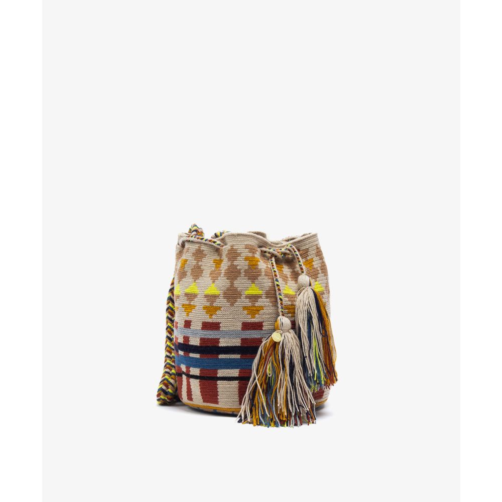 BOLSO CRUZADO M - SWAN - BEIGE & AMARILLO