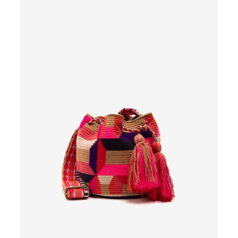 BOLSO CRUZADO M CON ASA REGULABLE - BARRACUDA - TOSTADO & FUCHSIA