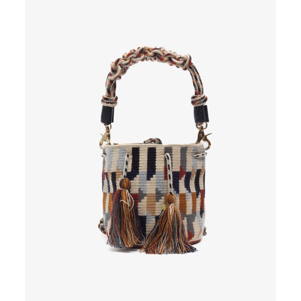 BOLSO CRUZADO M CON ASA DE MACRAMÉ - SPARROW - MARRÓN & BEIGE