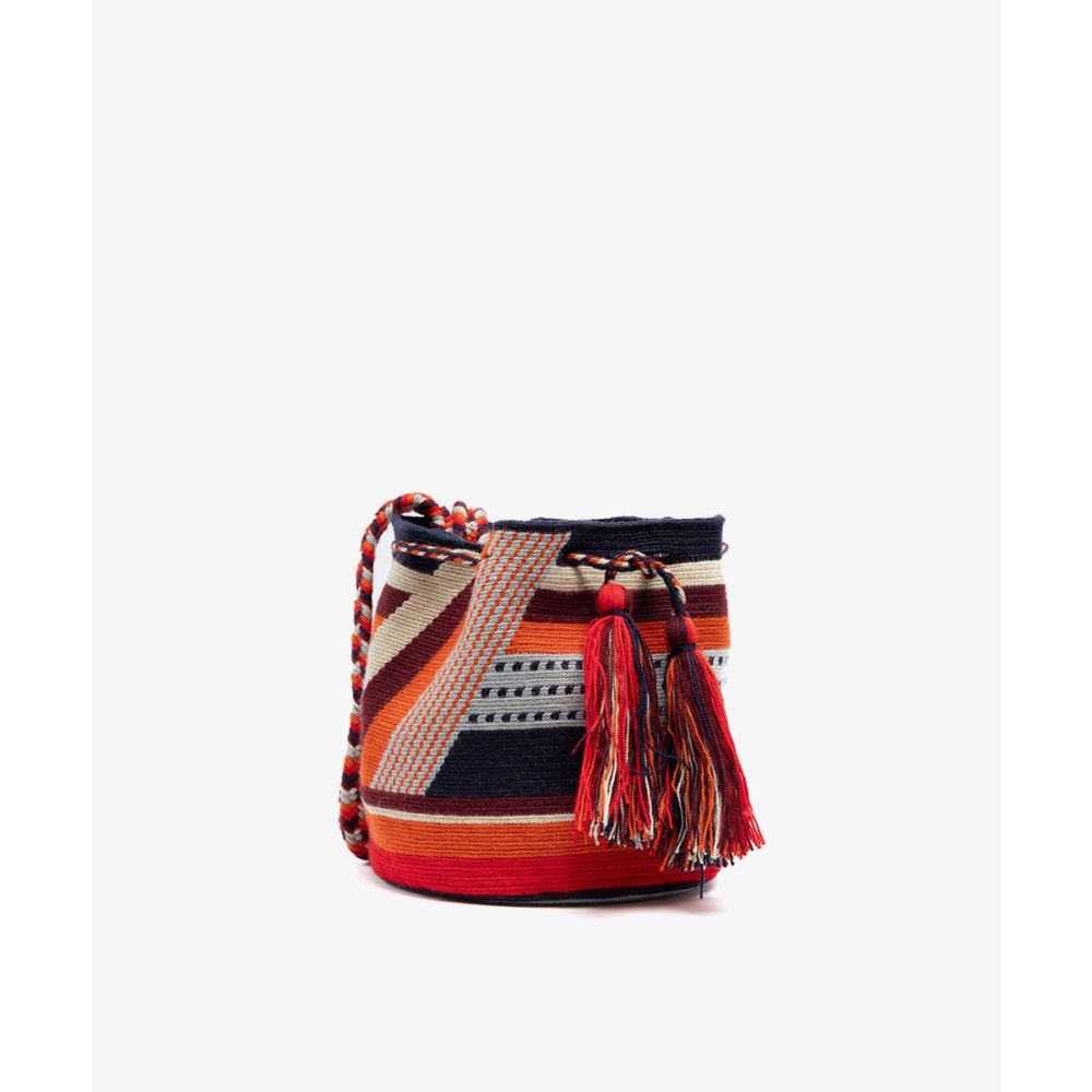 BOLSO CRUZADO M - AMARANTH - AZUL MARINO & NARANJA