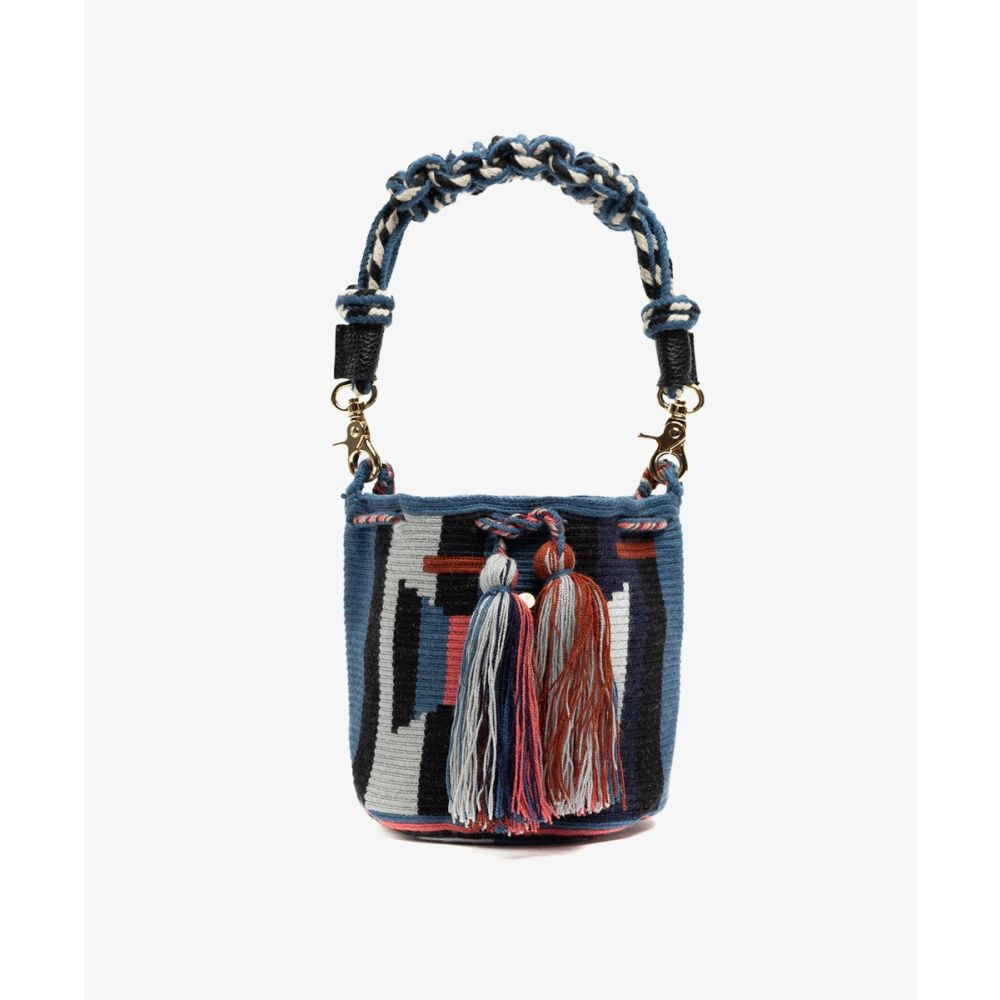 BOLSO CRUZADO M CON ASA DE MACRAMÉ - BEEBLOSSOM - NEGRO & VERDE