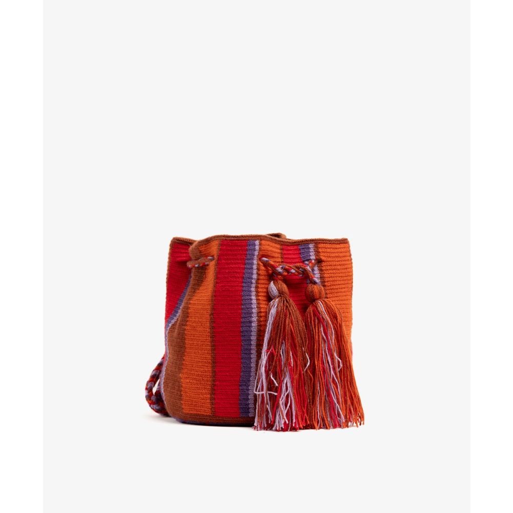 BOLSO CRUZADO M - HAZEL - ROJO NEÓN & MARRÓN