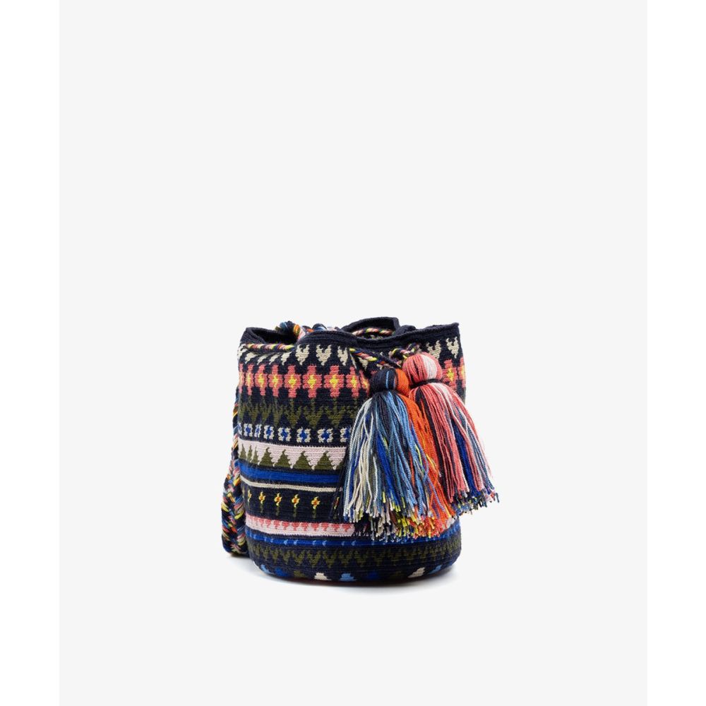 BOLSO CRUZADO M - HORTENSIA - AZUL MARINO & ROSA