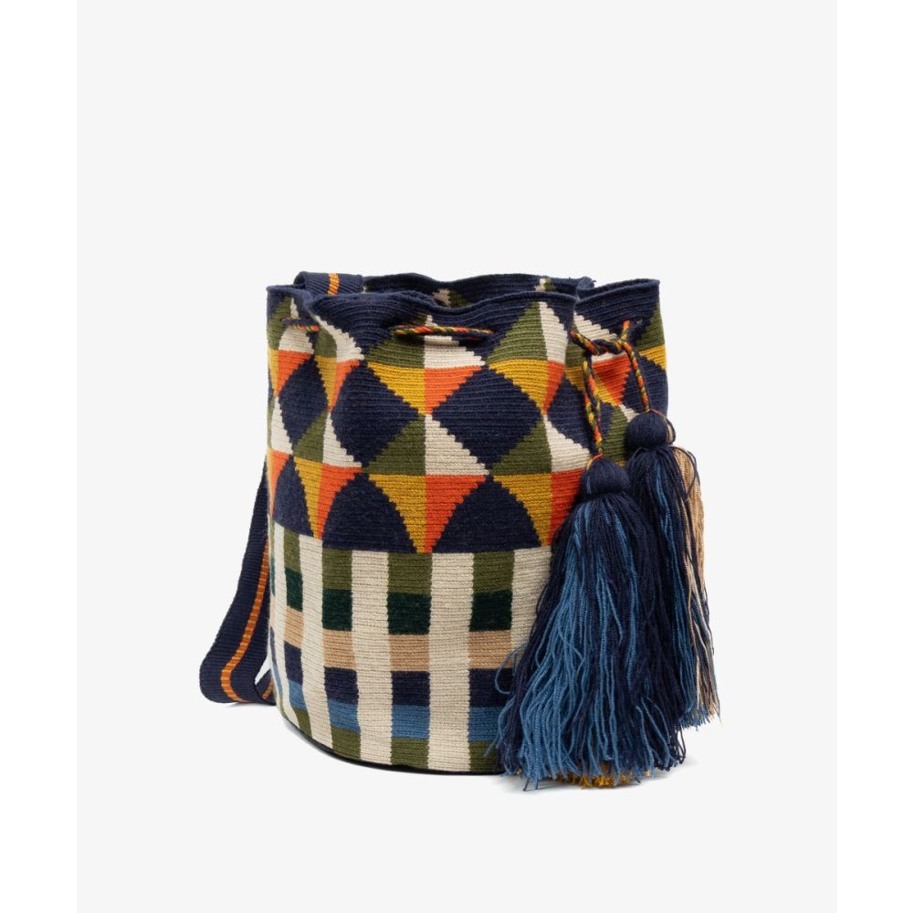 Bolso Cruzado L - TAILORBIRD - AZUL MARINO & AMARILLO