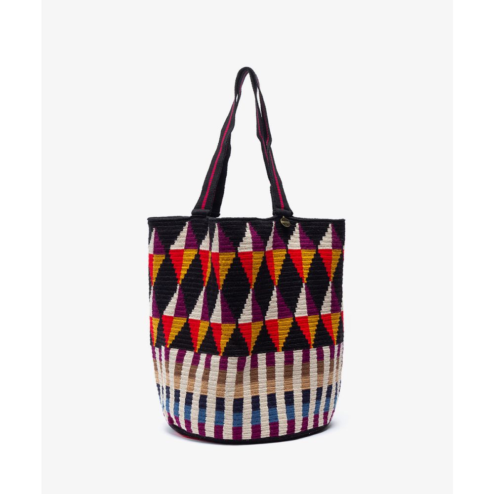 Bolso Tote - TAILORBIRD - NEGRO & BURDEOS