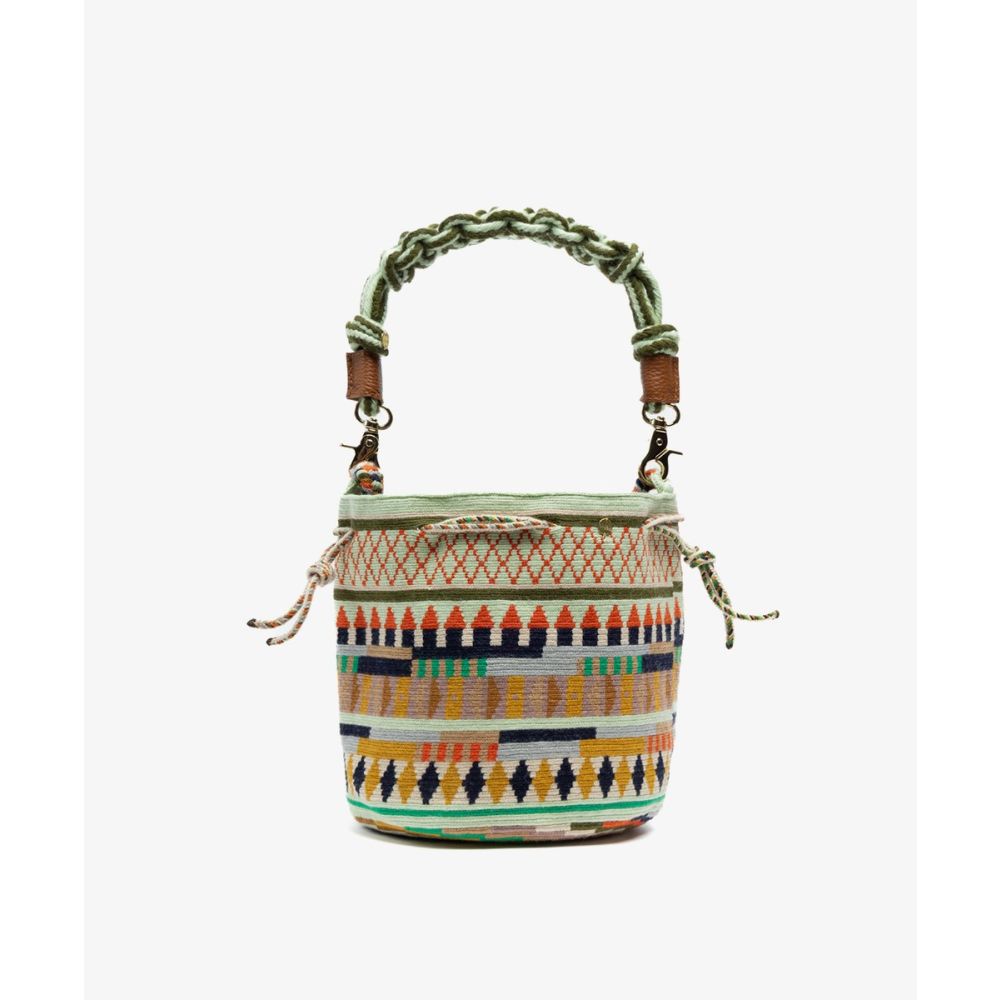 BOLSO MITRA CON ASA DE MACRAMÉ - RAVEN - VERDE OSCURO & AZUL OSCURO