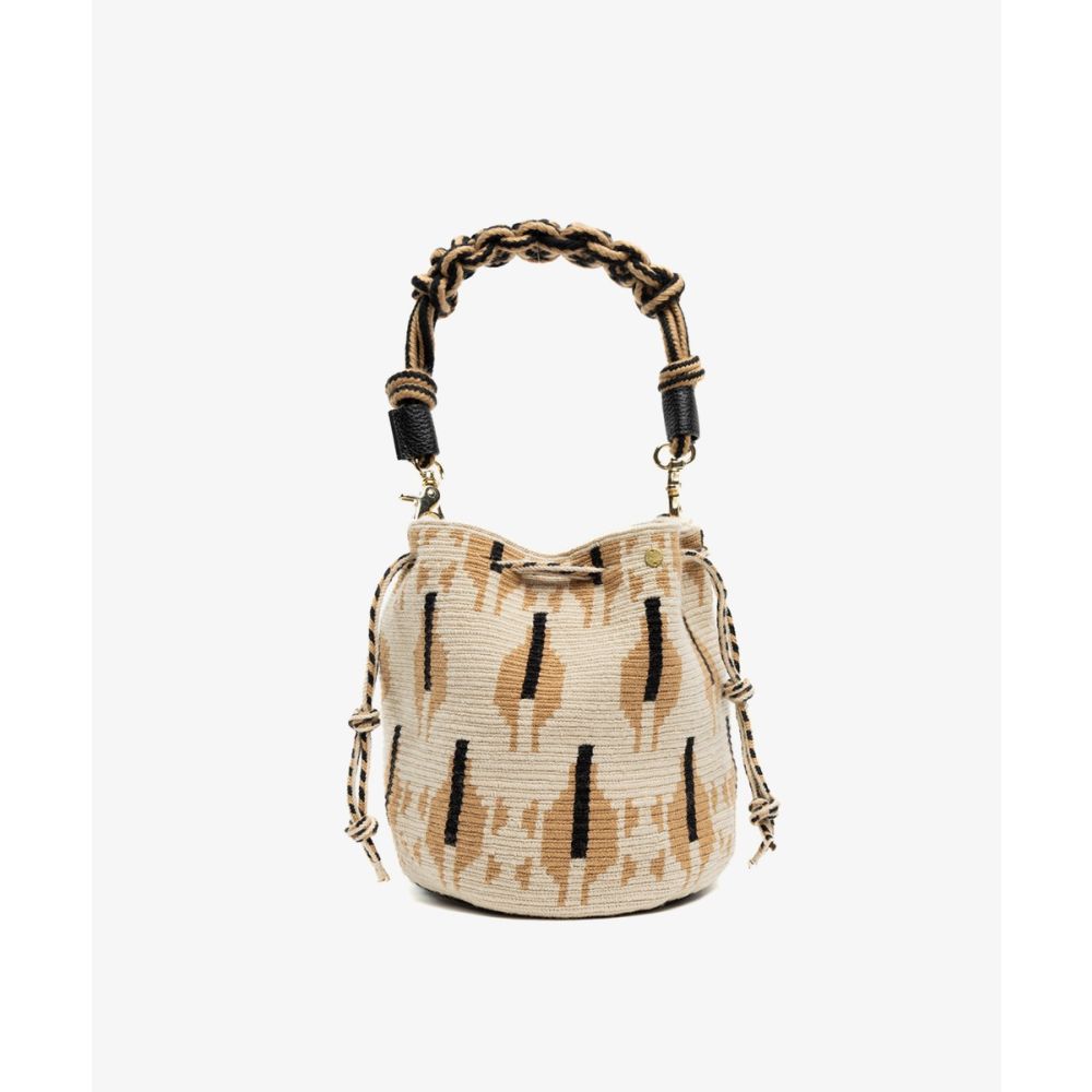 BOLSO MITRA CON ASA DE MACRAMÉ - MARIGOLD - CAMEL & BEIGE