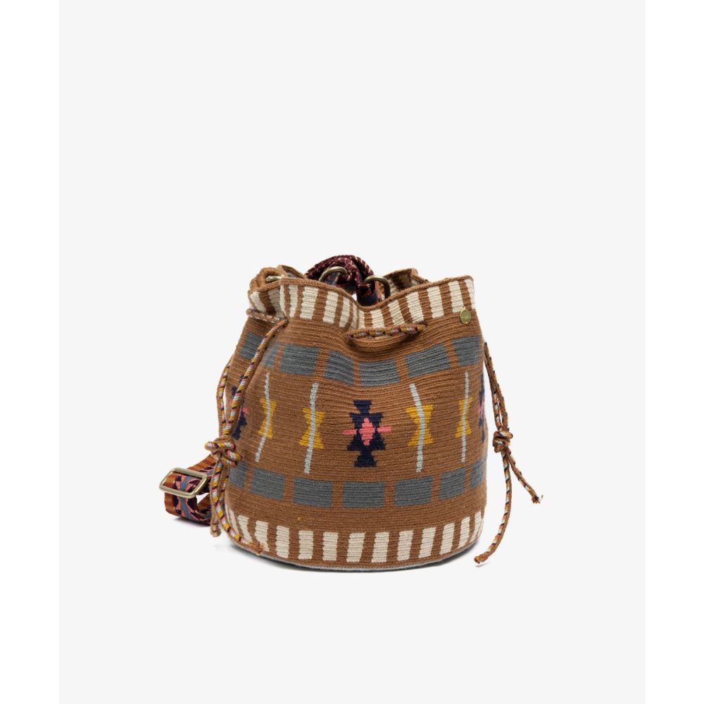 MITRA bag W /LONG ADJUSTABLE STRAP -  BELLFLOWER - BROWN & GREY