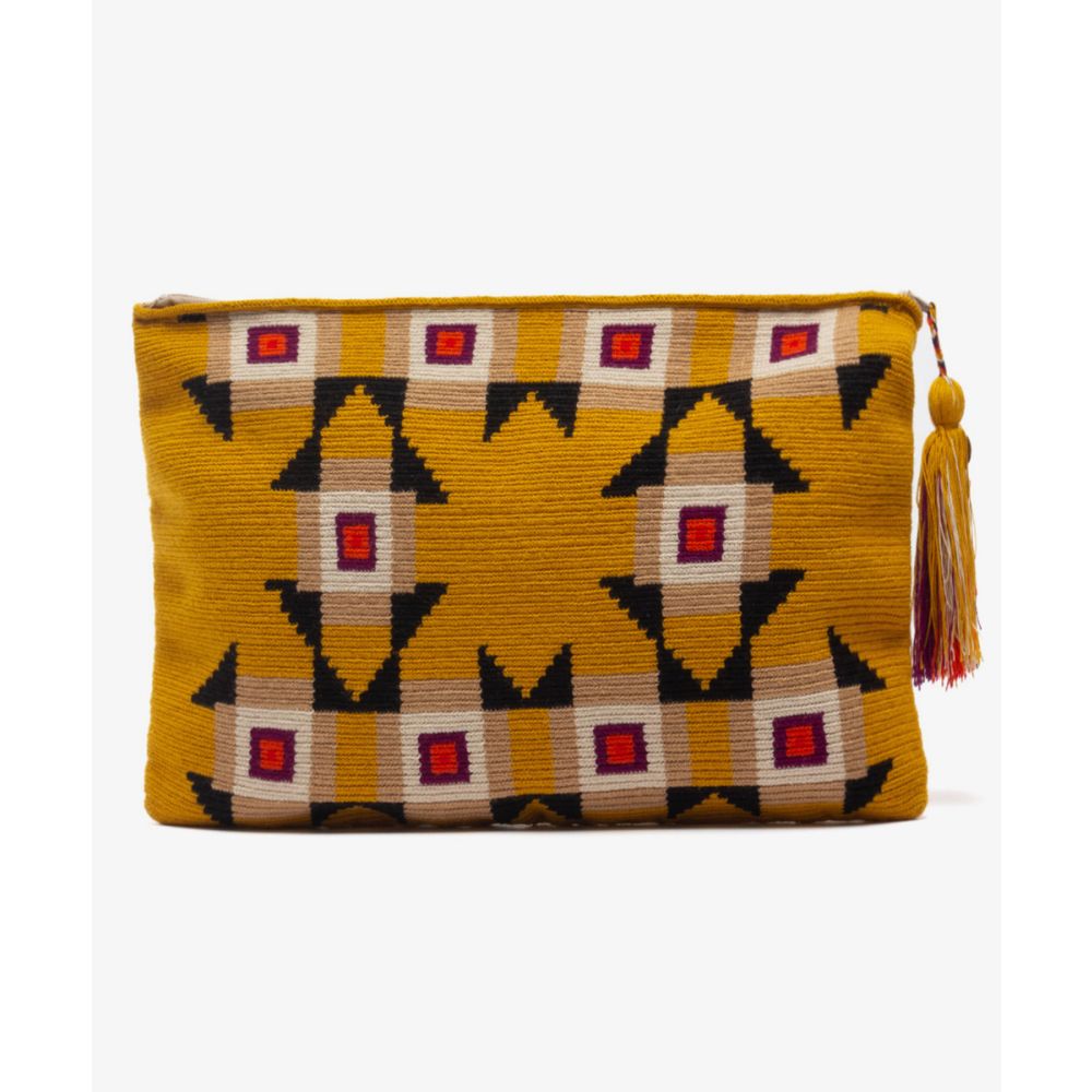 BOLSO DE MANO L - MAGPIE - MOSTAZA & BURDEOS