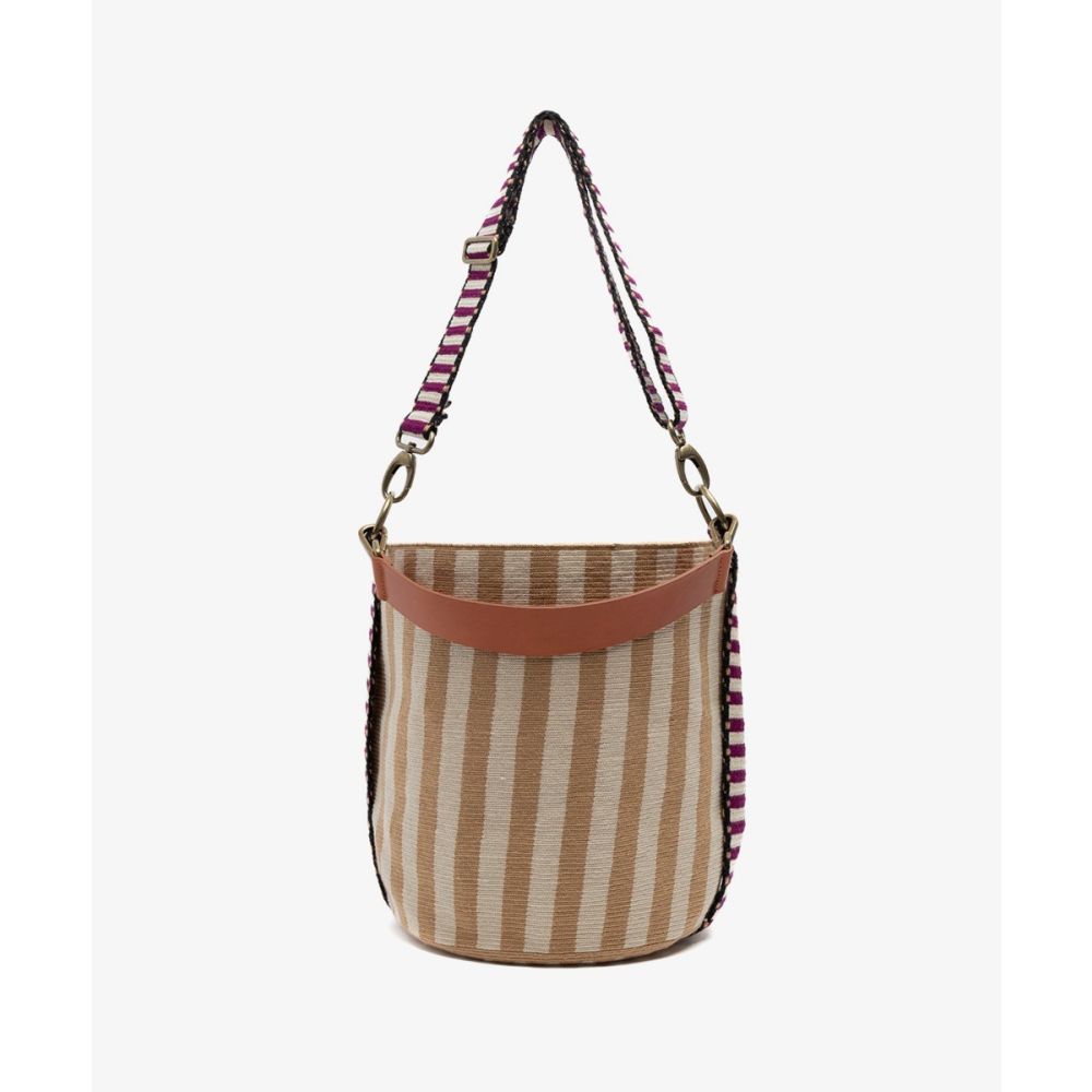 BOLSO SOFIA - LILY - RAYAS BEIGE Y BLANCAS