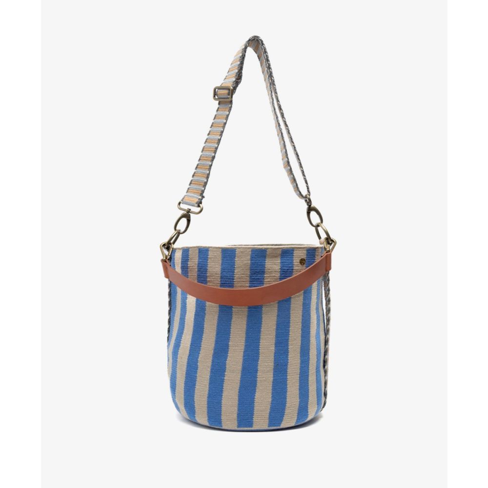 BOLSO SOFIA - LILY - RAYAS AZUL Y BEIGE