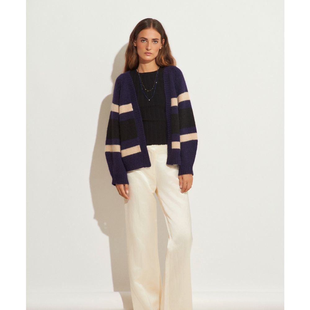 CHAQUETA CORTA BABY ALPACA - AZUL Y BEIGE