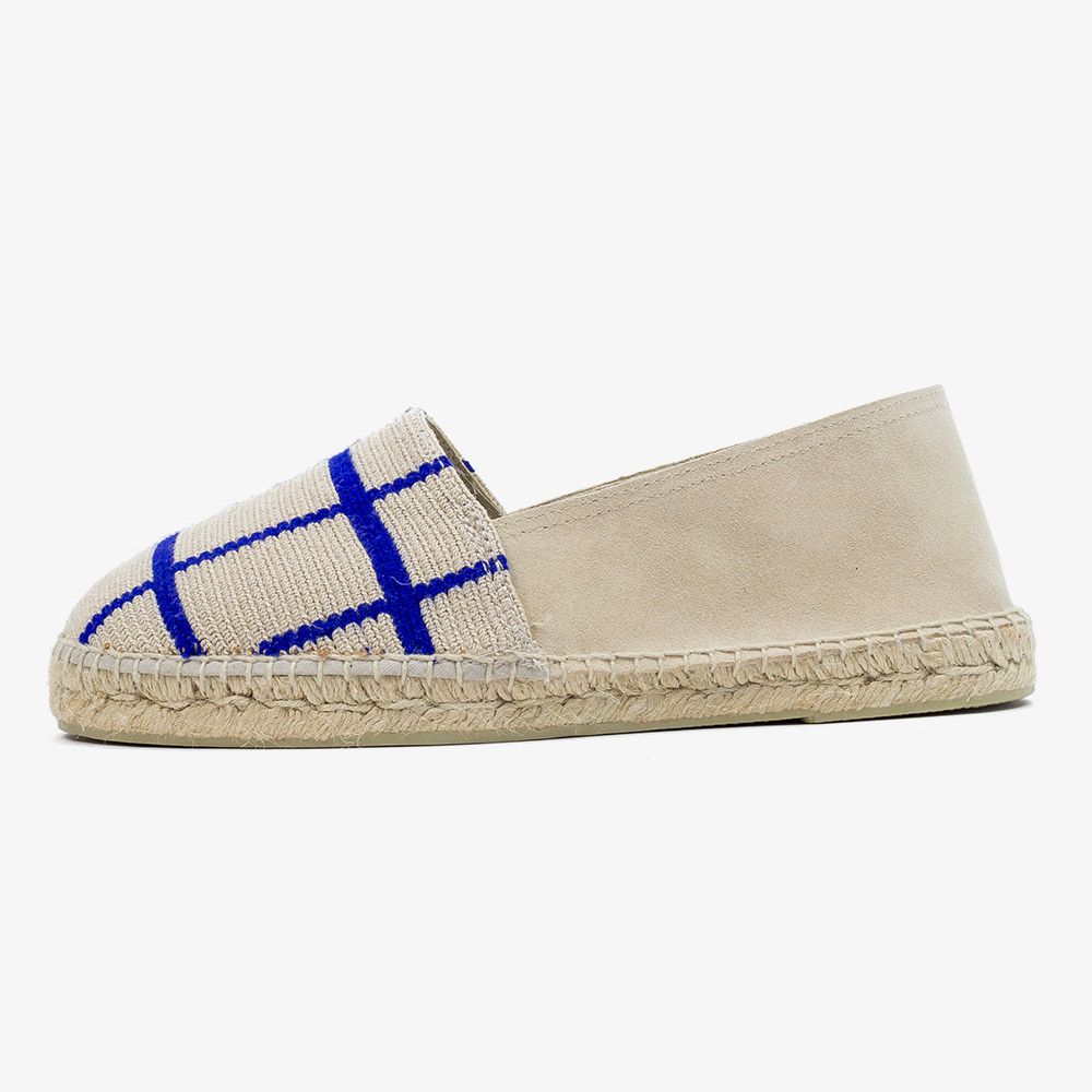 MEN'S ESPADRILLE - SQUARE - BEIGE & BLUE