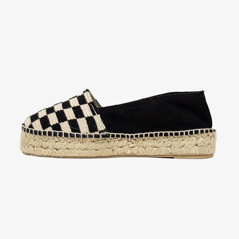 WOMEN'S ESPADRILLE - CHESS - BLACK & BEIGE