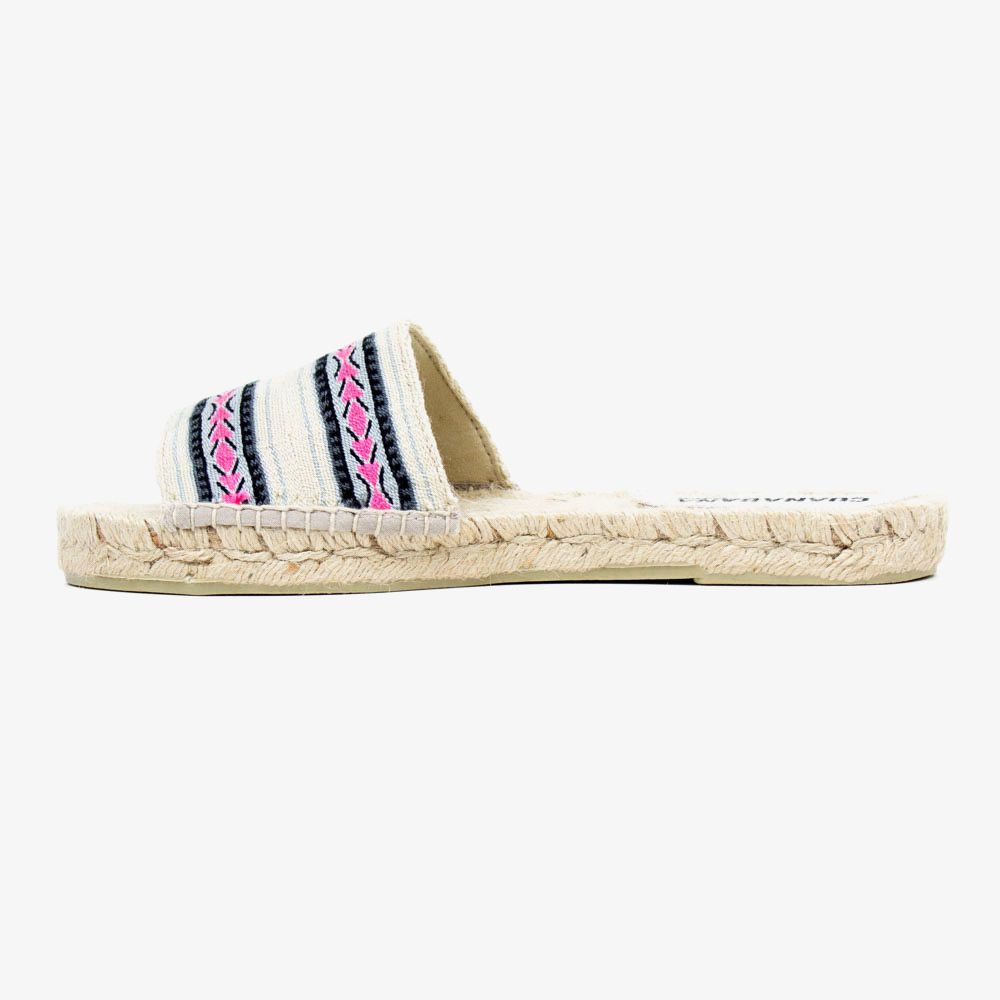 MULE ESPADRILLE - FLORENCE - WHITE & FUCHSIA