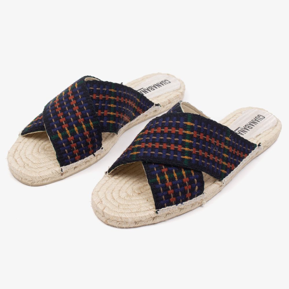 ESPADRILLE WITH CROSSED BAND - NAVY & ORANGE
