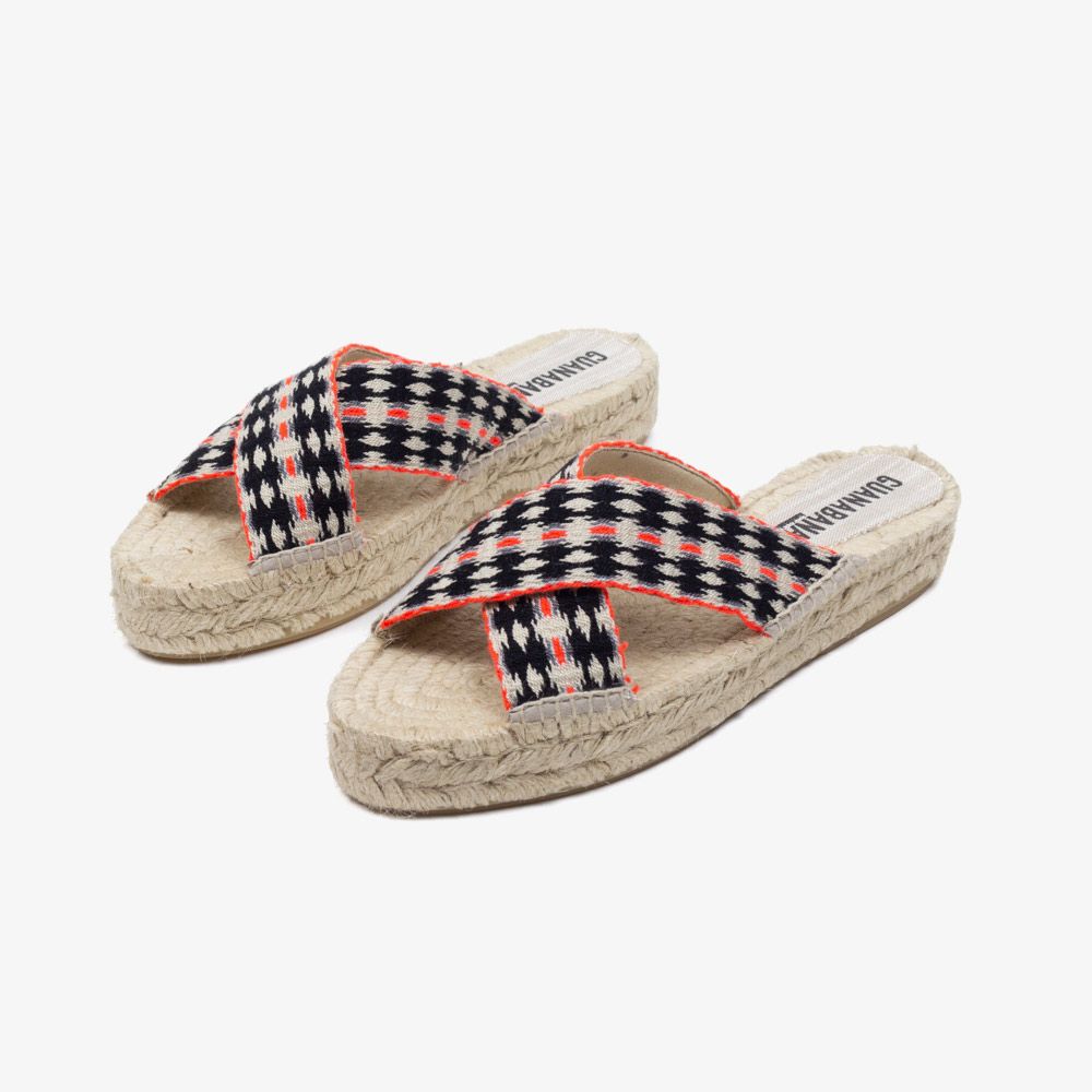 ALPARGATA CON CINTA CRUZADA - SAN RAFAEL - NARANJA NEON & NEGRO