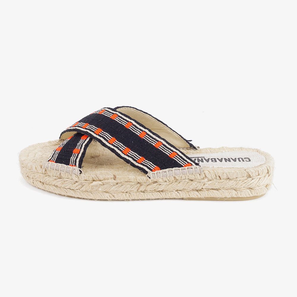 ESPADRILLE WITH CROSSED BAND - WACO - Black & Orange
