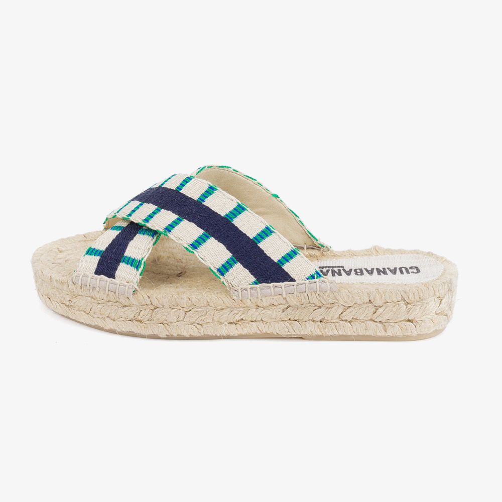ESPADRILLE WITH CROSSED BAND - ALHAMBRA - Beige & Navy