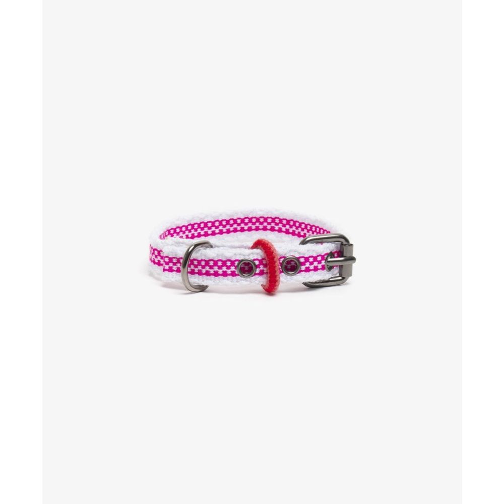 COLLAR DE PERRO TOY - FUCSIA Y BLANCO