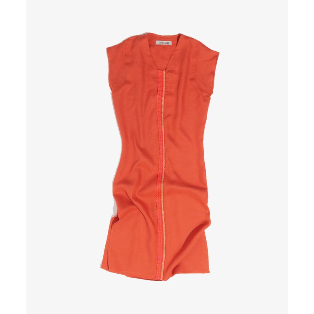 KAFTAN NILO - CORAL WITH RIBBON