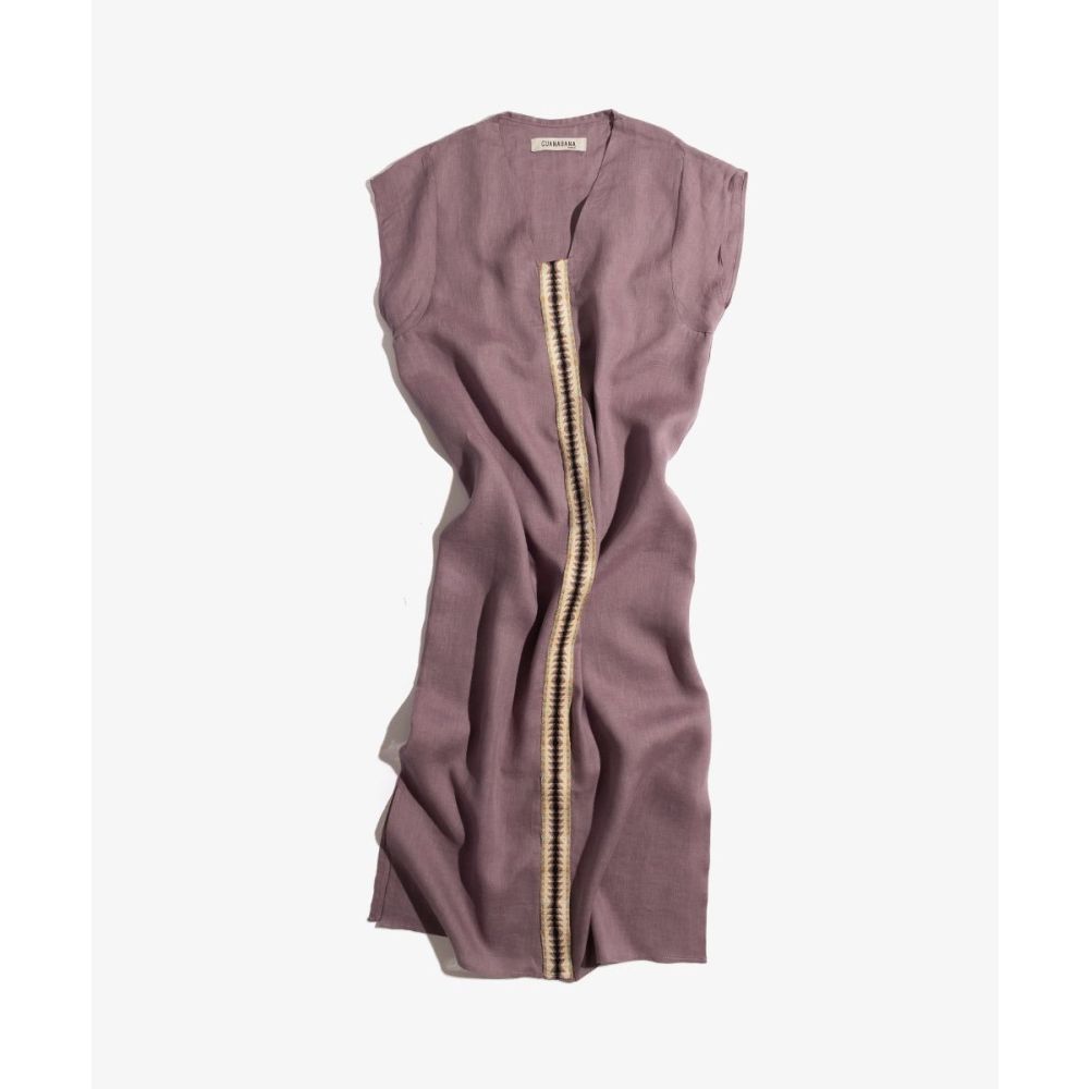 KAFTAN NILO - LINO MALVA CON CINTA